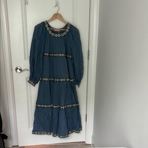 Tory Burch Blue Long Sleeve Balloon Dress